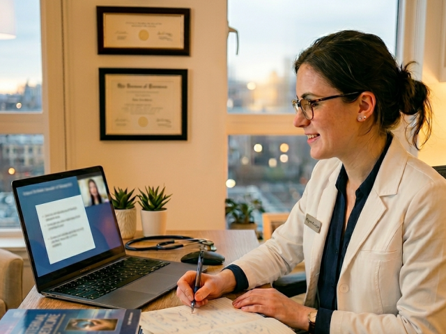 Doctor on laptop